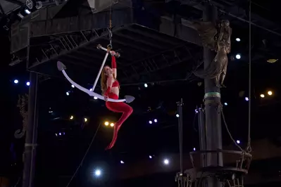 Mermaid doing an aerial trick