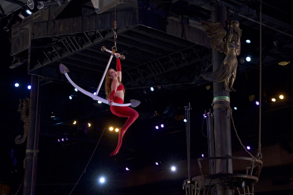 Mermaid doing an aerial trick