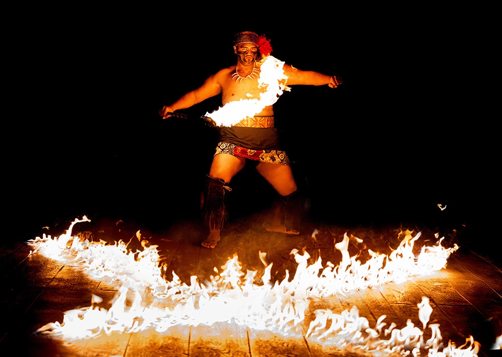 man performing fire dance